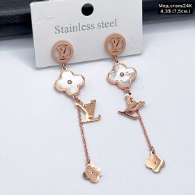 Сережки мед.сталь24К 10463 ( 7.5 см.)